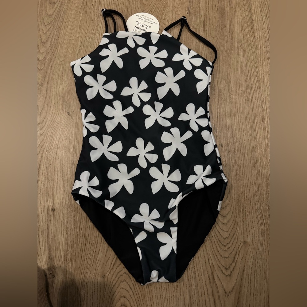 Of one sea black floral one piece